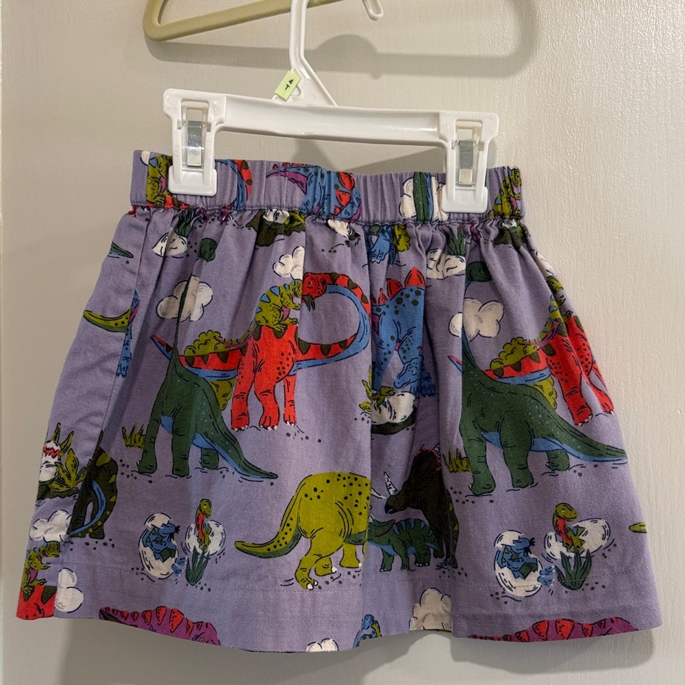 Mini Boden Purple Dinosaur Print Kids Skirt